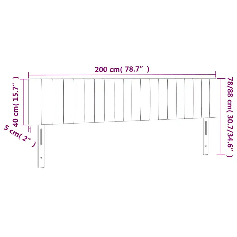 LED Headboard Dark Grey 200 cm Fabric