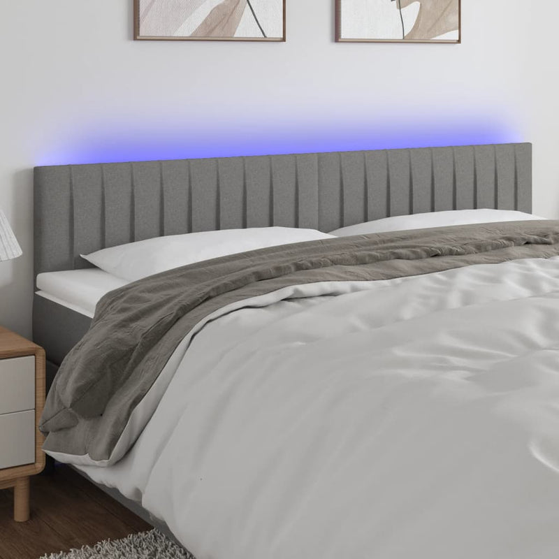 LED Headboard Dark Grey 200x5x78/88 cm Fabric