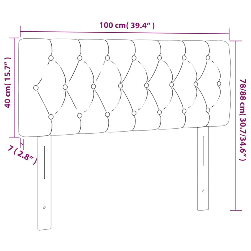 vidaXL LED Headboard Dark Grey 100 cm Fabric