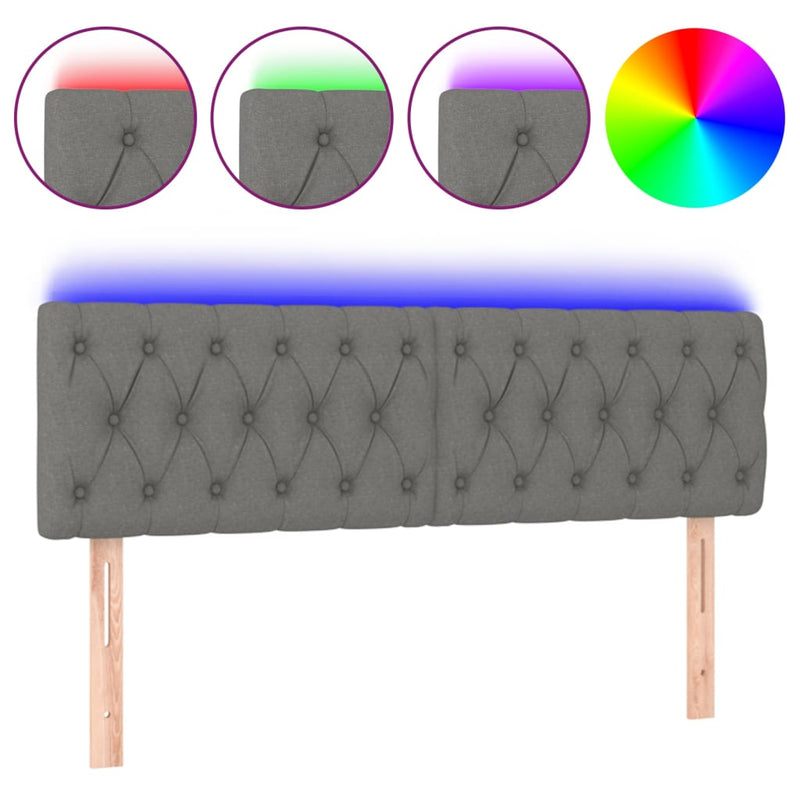 vidaXL LED Headboard Dark Grey 144 cm Fabric