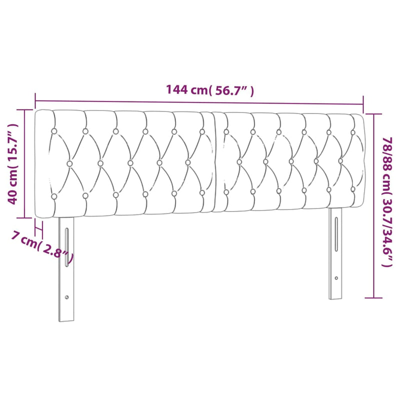 vidaXL LED Headboard Dark Grey 144 cm Fabric