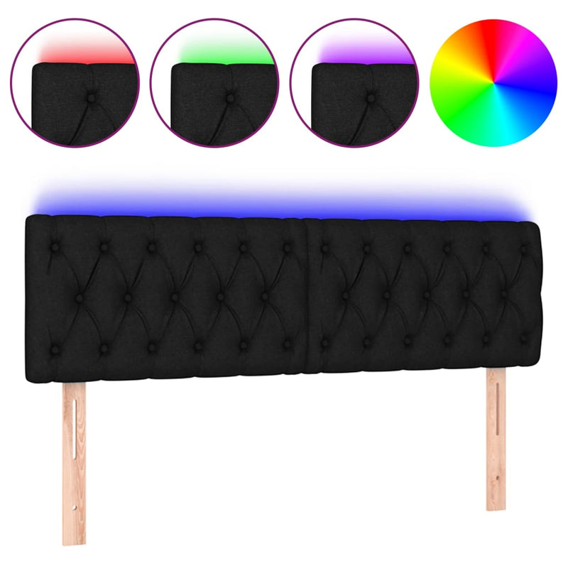 vidaXL LED Headboard Black 160 cm Fabric