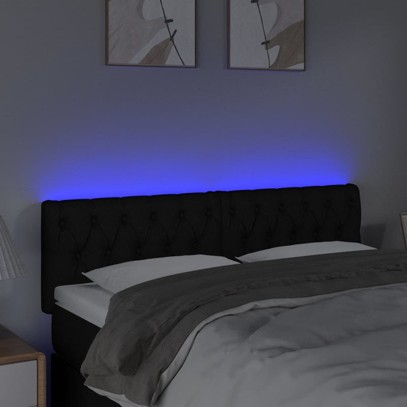 vidaXL LED Headboard Black 160 cm Fabric