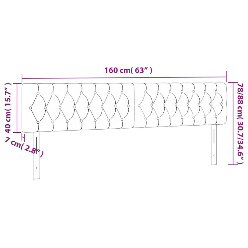 vidaXL LED Headboard Black 160 cm Fabric