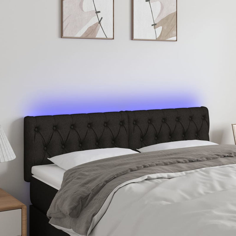 vidaXL LED Headboard Black 160 cm Fabric