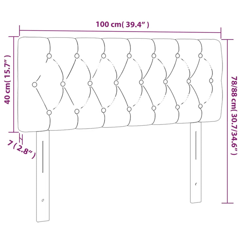 LED Headboard Dark Grey 100 cm Velvet