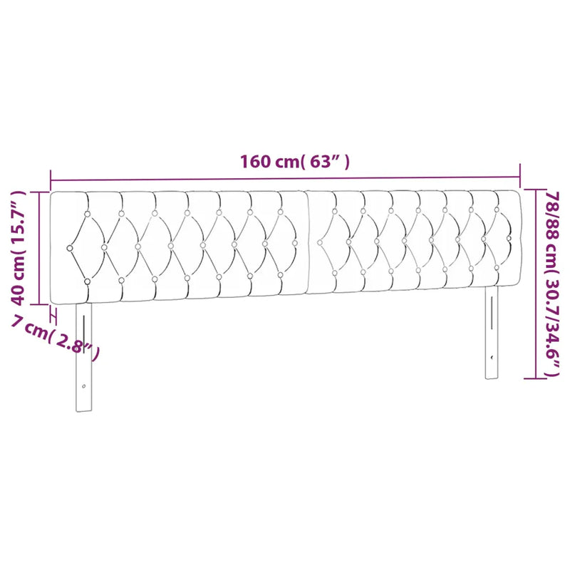 LED Headboard Black 160 cm Velvet