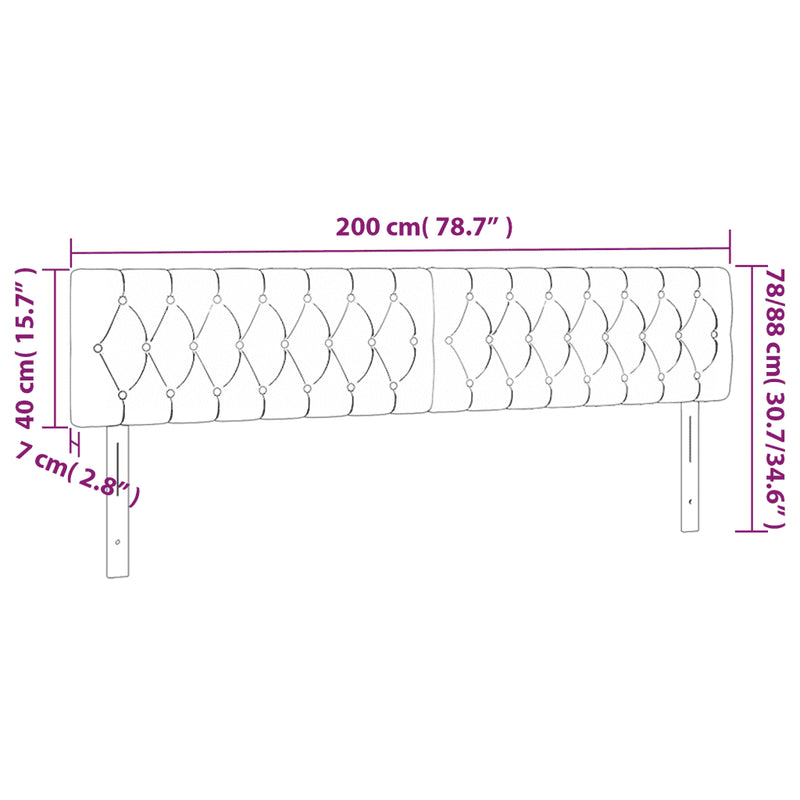 LED Headboard Black 200 cm Velvet