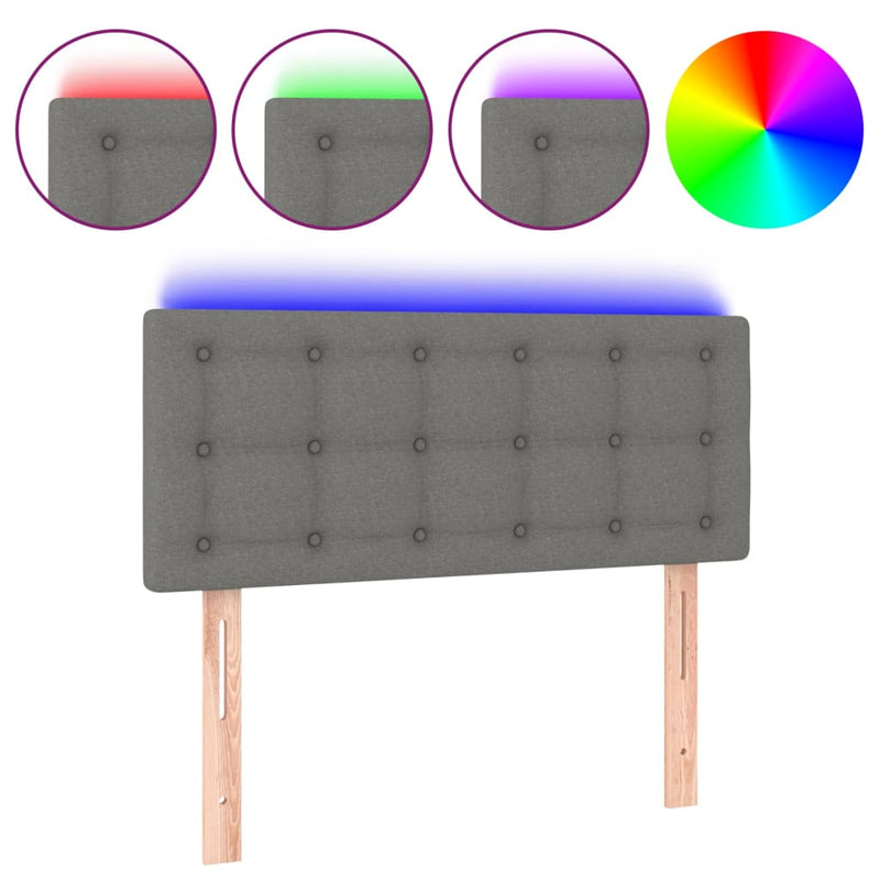 vidaXL LED Headboard Dark Grey 100 cm Fabric