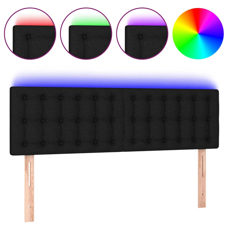 LED Headboard Black 144 cm Fabric