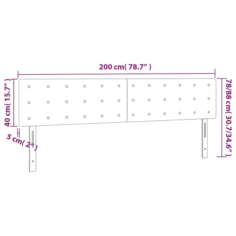 LED Headboard Black 200 cm Fabric