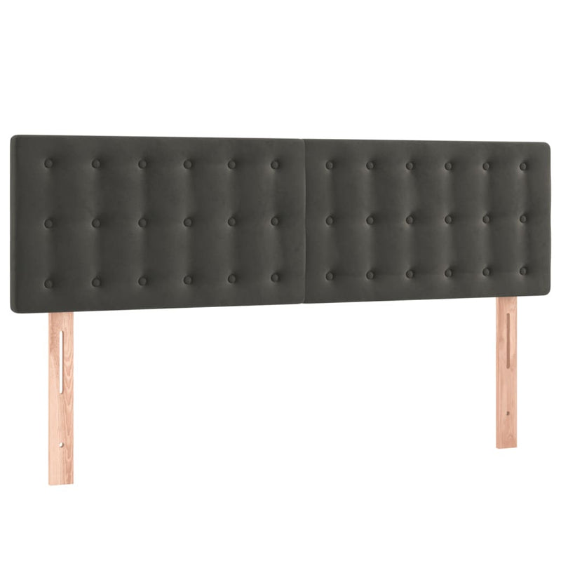 LED Headboard Dark Grey 144 cm Velvet