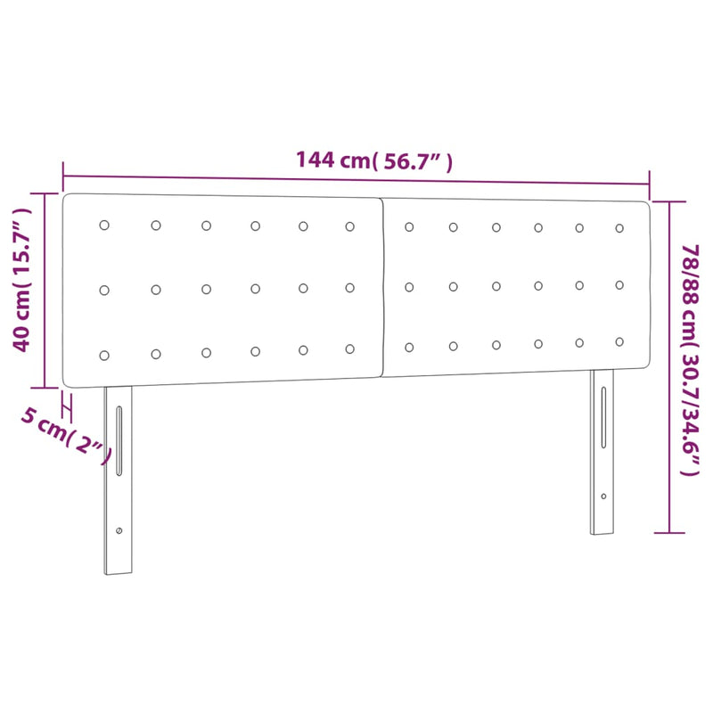 LED Headboard Dark Grey 144 cm Velvet