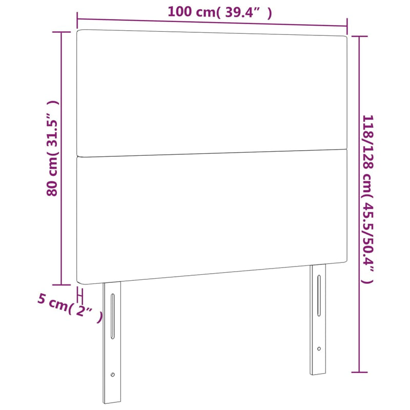 vidaXL LED Headboard Dark Grey 100 cm Fabric