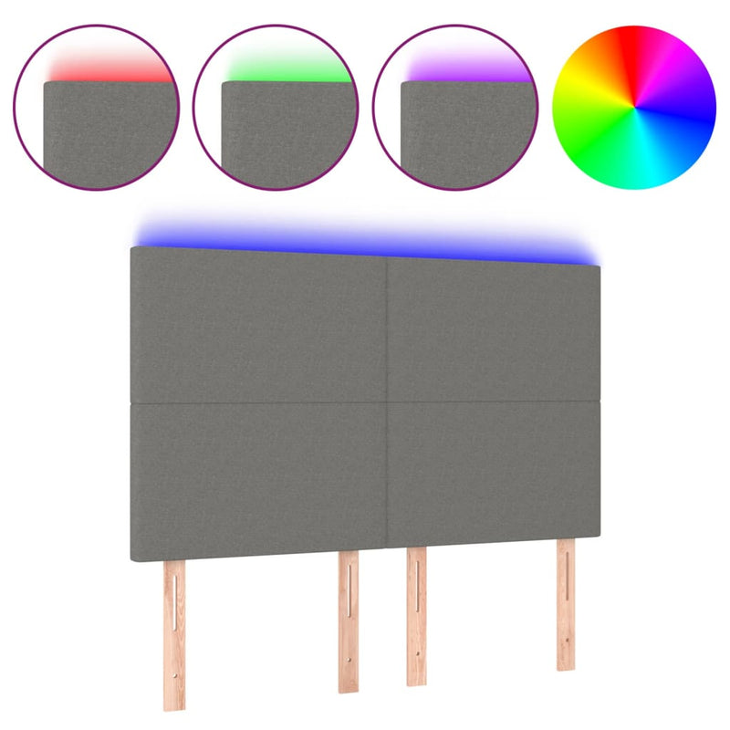 vidaXL LED Headboard Dark Grey 144 cm Fabric