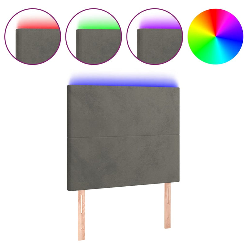 vidaXL LED Headboard Dark Grey 80 cm Velvet