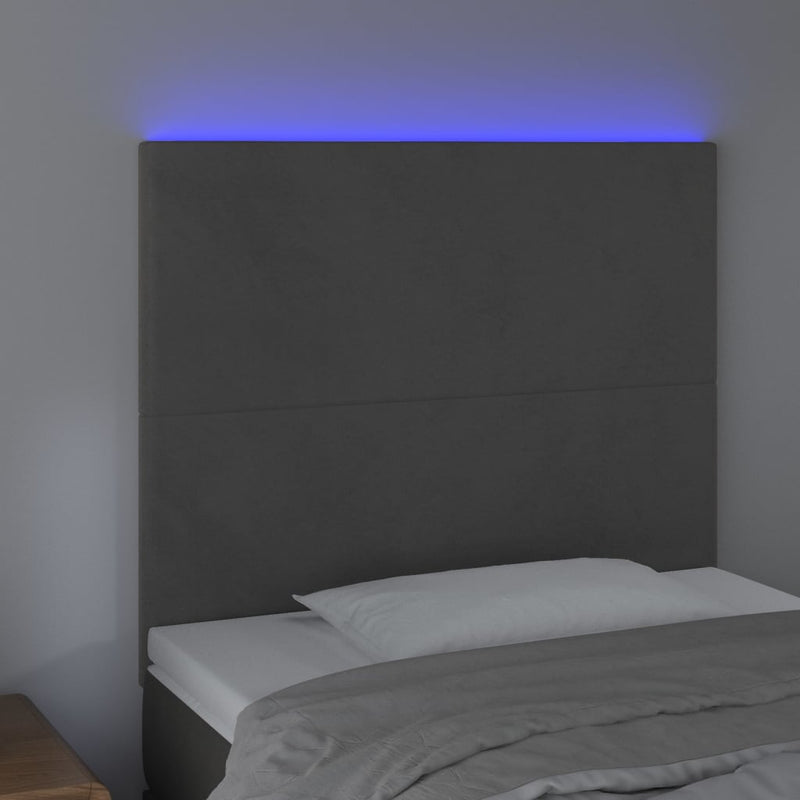vidaXL LED Headboard Dark Grey 80 cm Velvet