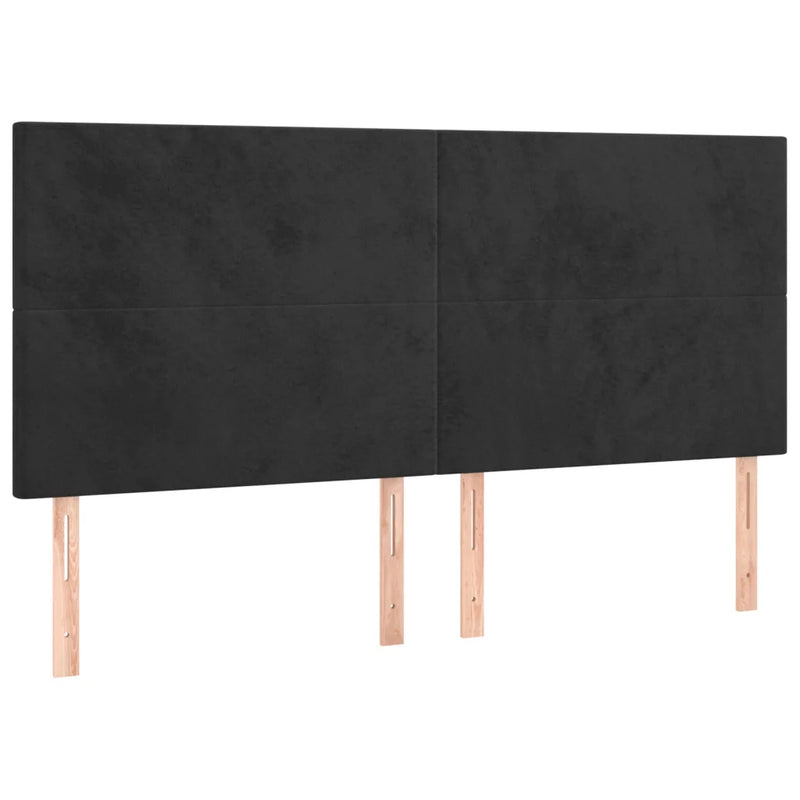 LED Headboard Black 160 cm Velvet