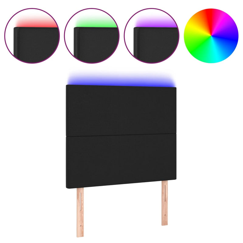 vidaXL LED Headboard Black 100 cm Faux Leather
