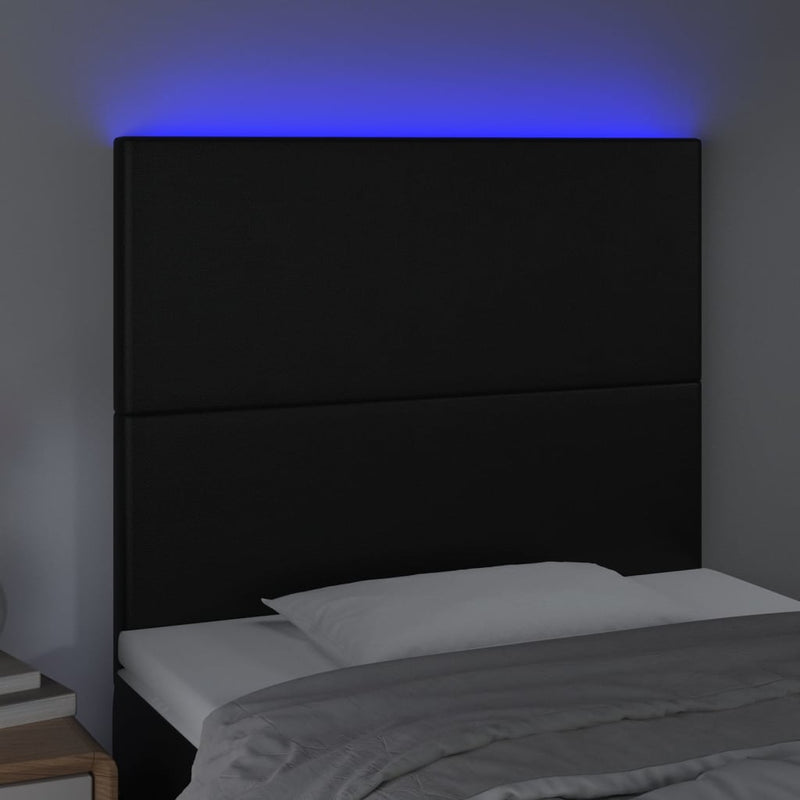 vidaXL LED Headboard Black 100 cm Faux Leather