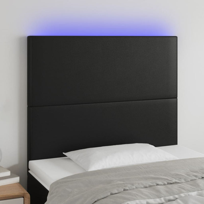 vidaXL LED Headboard Black 100 cm Faux Leather