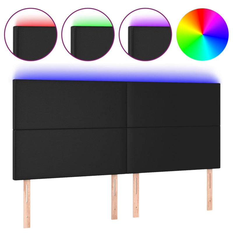 vidaXL LED Headboard Black 160x5x118/128 cm Faux Leather