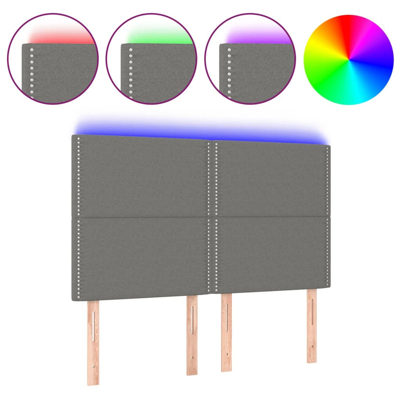 vidaXL LED Headboard Dark Grey 144 cm Fabric
