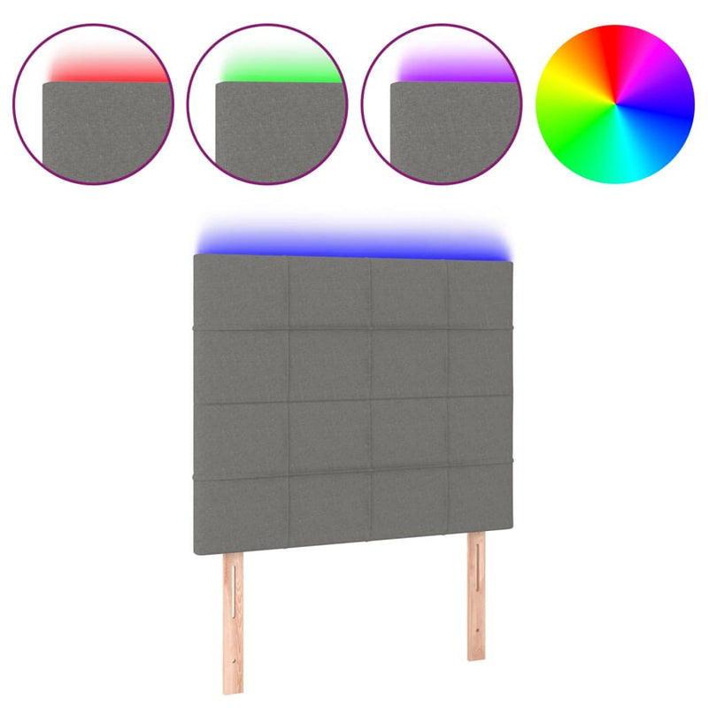 vidaXL LED Headboard Dark Grey 80 cm Fabric