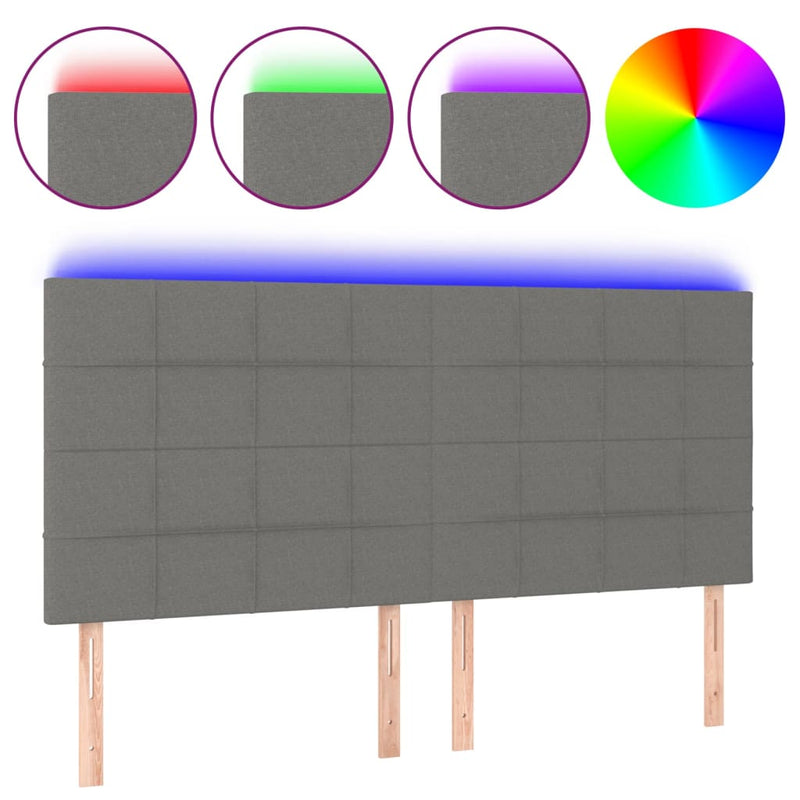 LED Headboard Dark Grey 160x5x118/128 cm Fabric