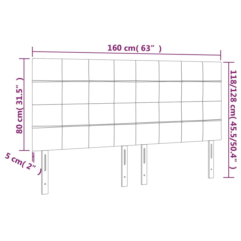 LED Headboard Dark Grey 160x5x118/128 cm Fabric
