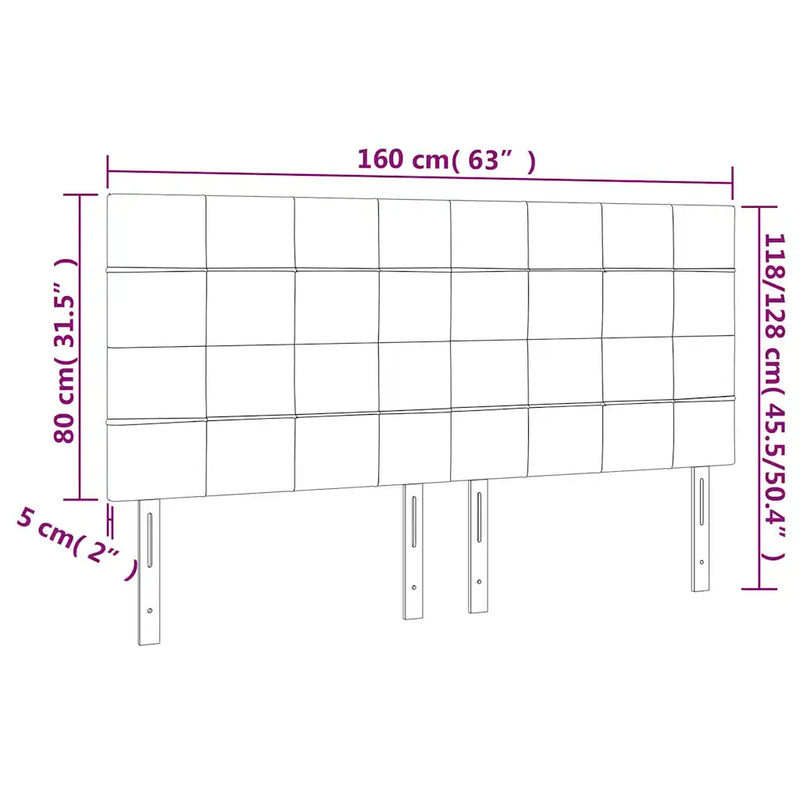 LED Headboard Black 160 cm Fabric