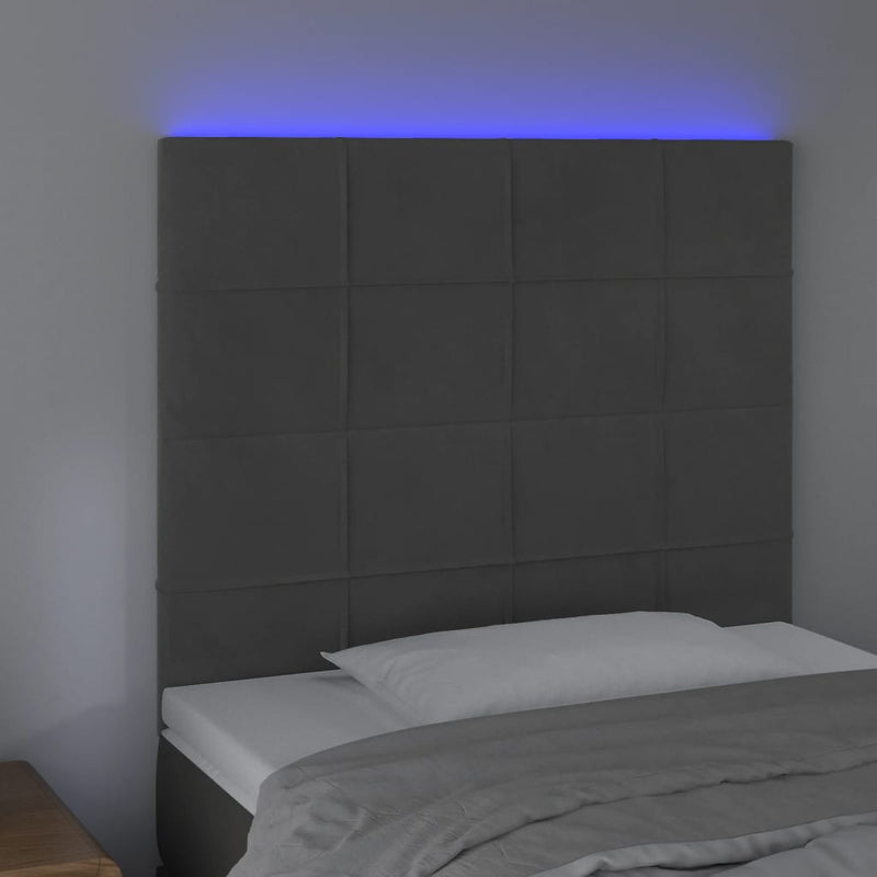 LED Headboard Dark Grey 80 cm Velvet