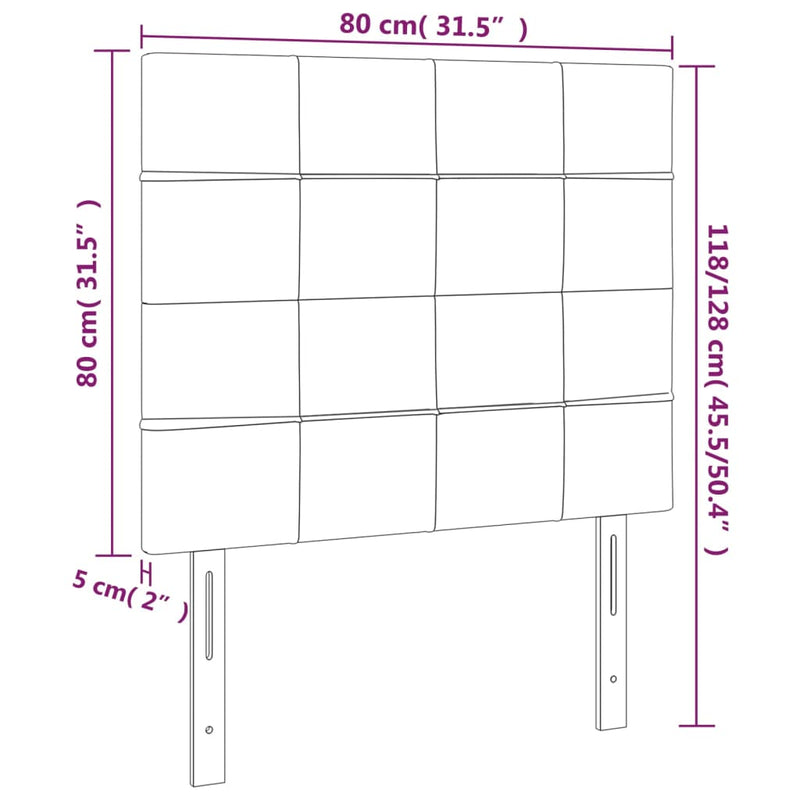 LED Headboard Dark Grey 80 cm Velvet