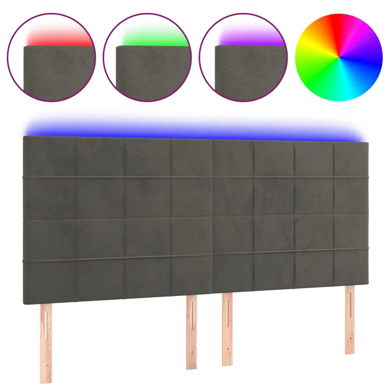 LED Headboard Dark Grey 160 cm Velvet