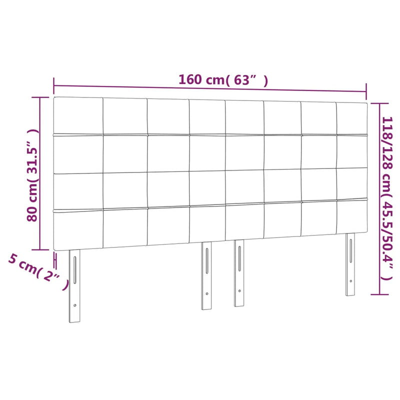 LED Headboard Dark Grey 160 cm Velvet