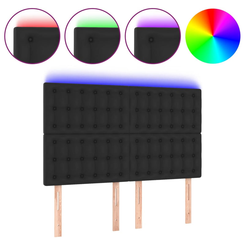 vidaXL LED Headboard Black 144 cm Faux Leather