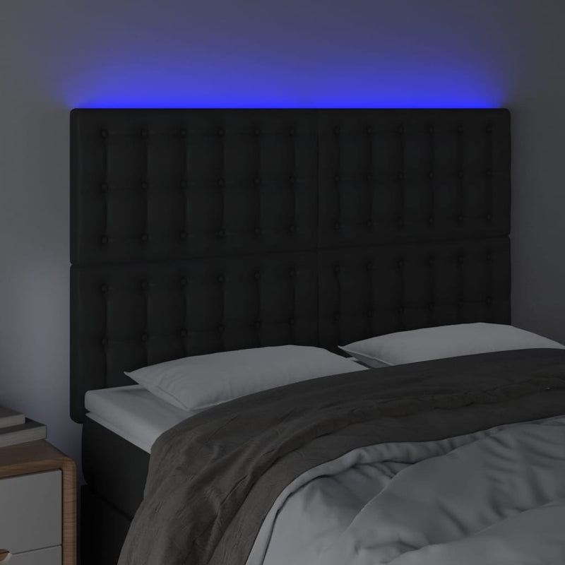 vidaXL LED Headboard Black 144 cm Faux Leather