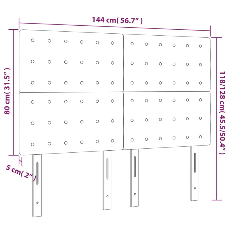 vidaXL LED Headboard Black 144 cm Faux Leather