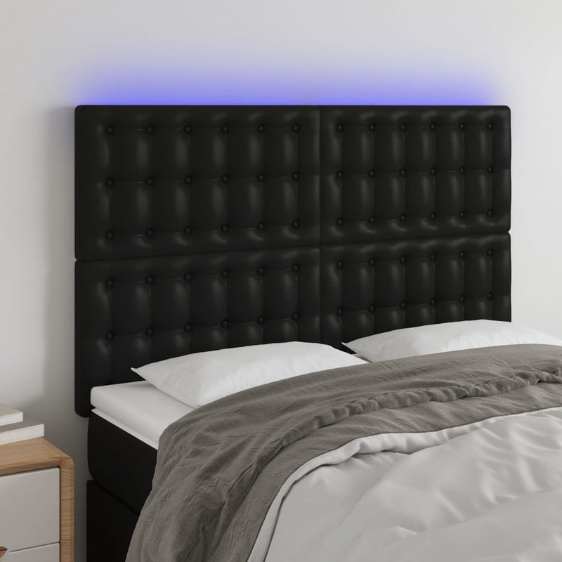vidaXL LED Headboard Black 144 cm Faux Leather