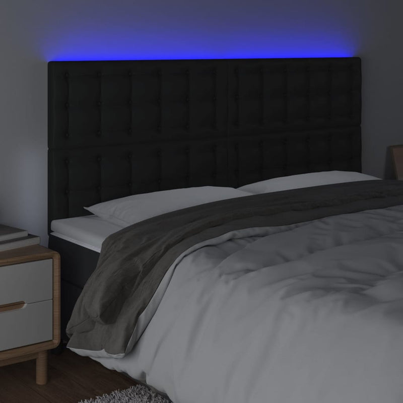 vidaXL LED Headboard Black 160 cm Faux Leather
