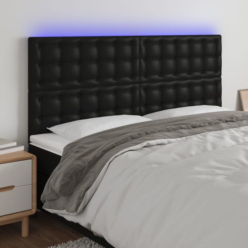 vidaXL LED Headboard Black 160 cm Faux Leather