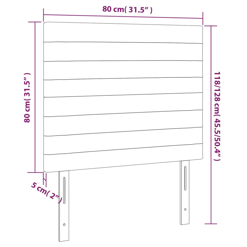 vidaXL LED Headboard Dark Grey 80 cm Fabric