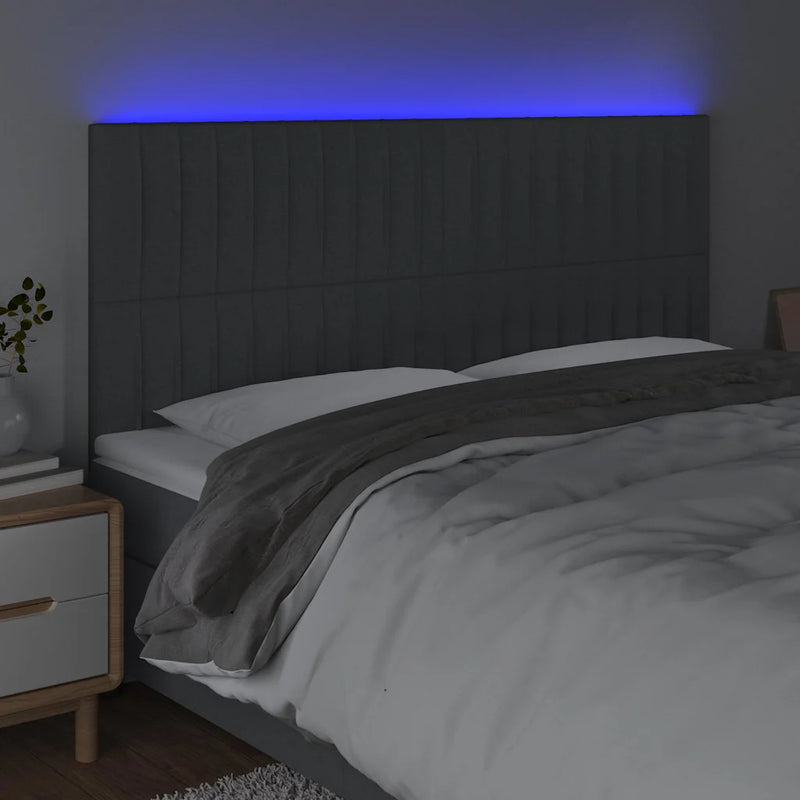 LED Headboard Dark Grey 200 cm Fabric