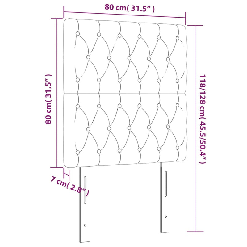 vidaXL LED Headboard Black 80 cm Fabric