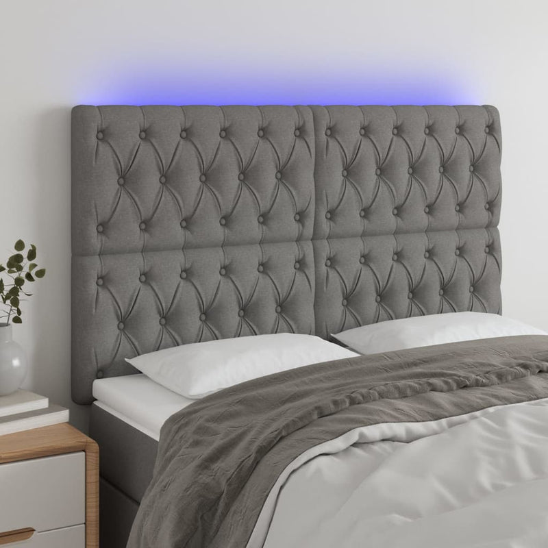 vidaXL LED Headboard Dark Grey 144 cm Fabric