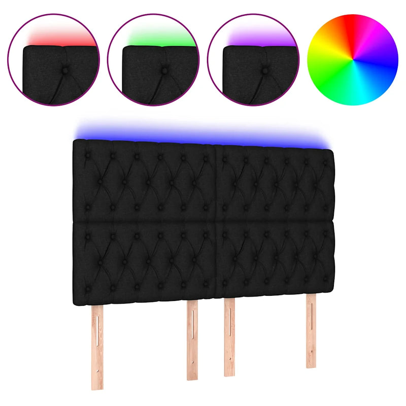 LED Headboard Black 160 cm Fabric