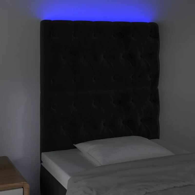 LED Headboard Black 80 cm Velvet