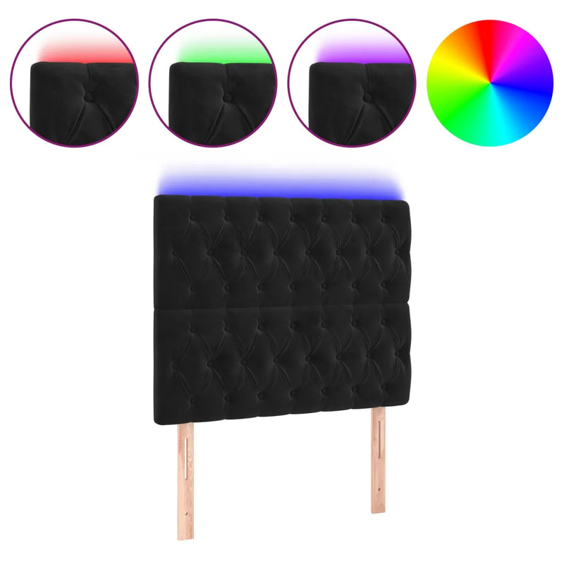 LED Headboard Black 100 cm Velvet