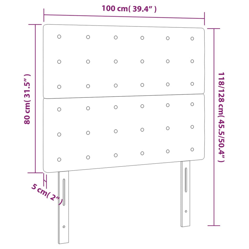 LED Headboard Black 100 cm Fabric