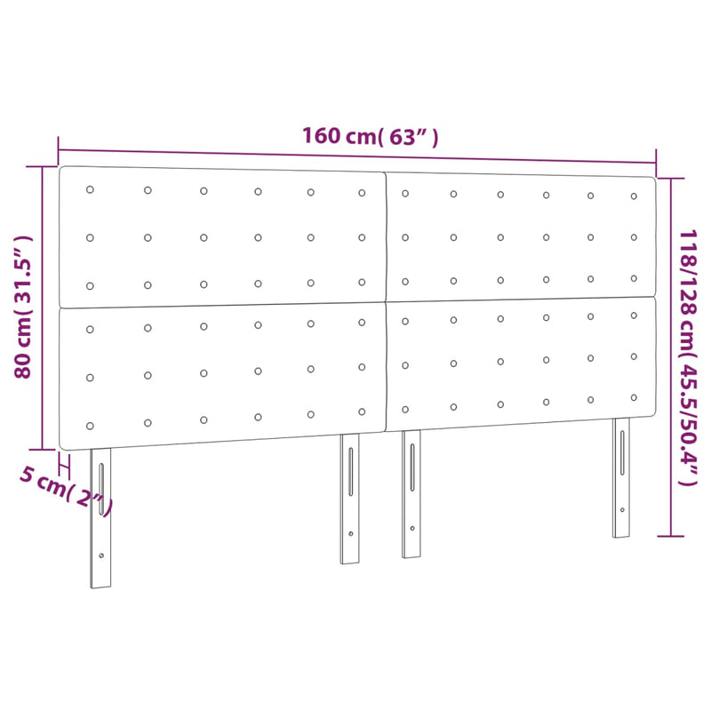 vidaXL LED Headboard Dark Grey 160 cm Fabric